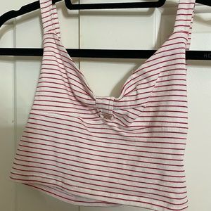 garage red and white crop top